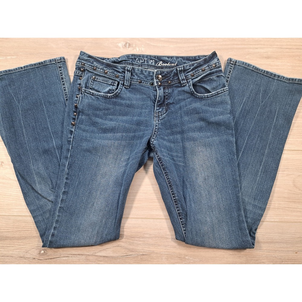 Apt. 9‎ Womens Bootcut Jeans Size 4 Medium Wash Studded Embroidered Y2K Denim